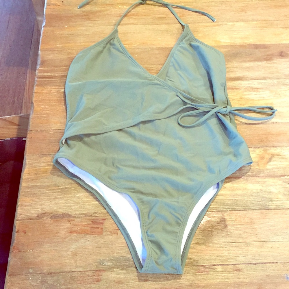 Green criss cross swimsuit
